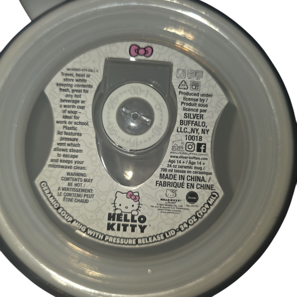 Hello Kitty Silver and White Mug with Lid - Picture 2 of 4